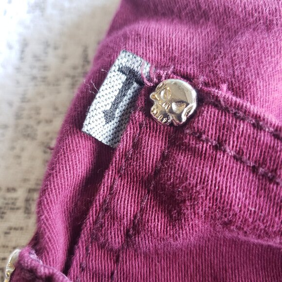 Purple Pink Burgundy Tripp NYC Jeans w T Back Pockets and Criss Cross Details - Picture 7 of 13